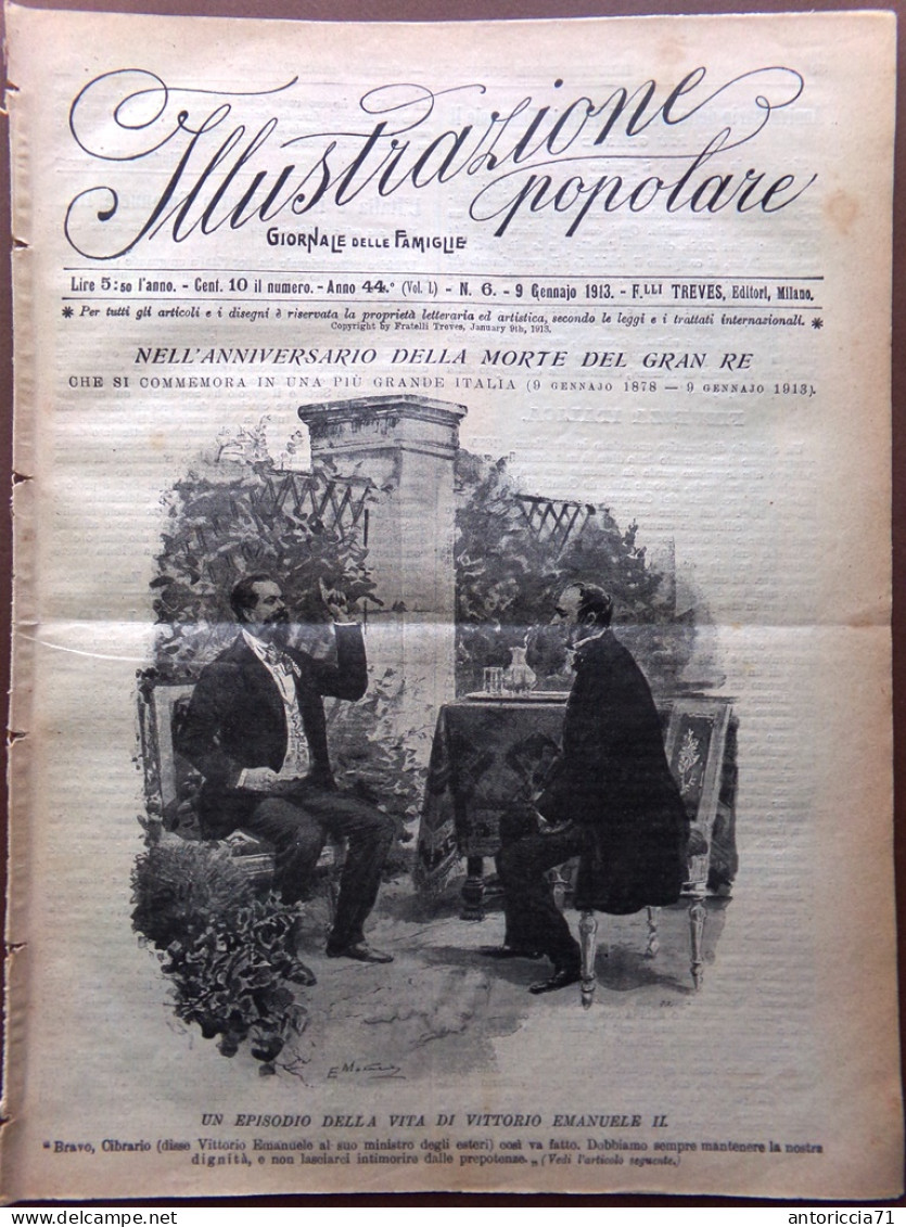 L'Illustrazione Popolare 9 Gennaio 1913 Anniversario Re Volta Rapisardi Balcani - Andere & Zonder Classificatie