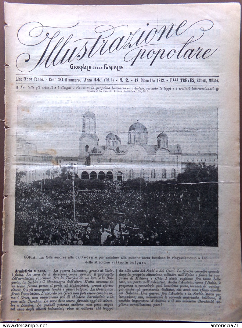 L'Illustrazione Popolare 12 Dicembre 1912 Candia Rodi Monastir Serbia Telapatia - Sonstige & Ohne Zuordnung