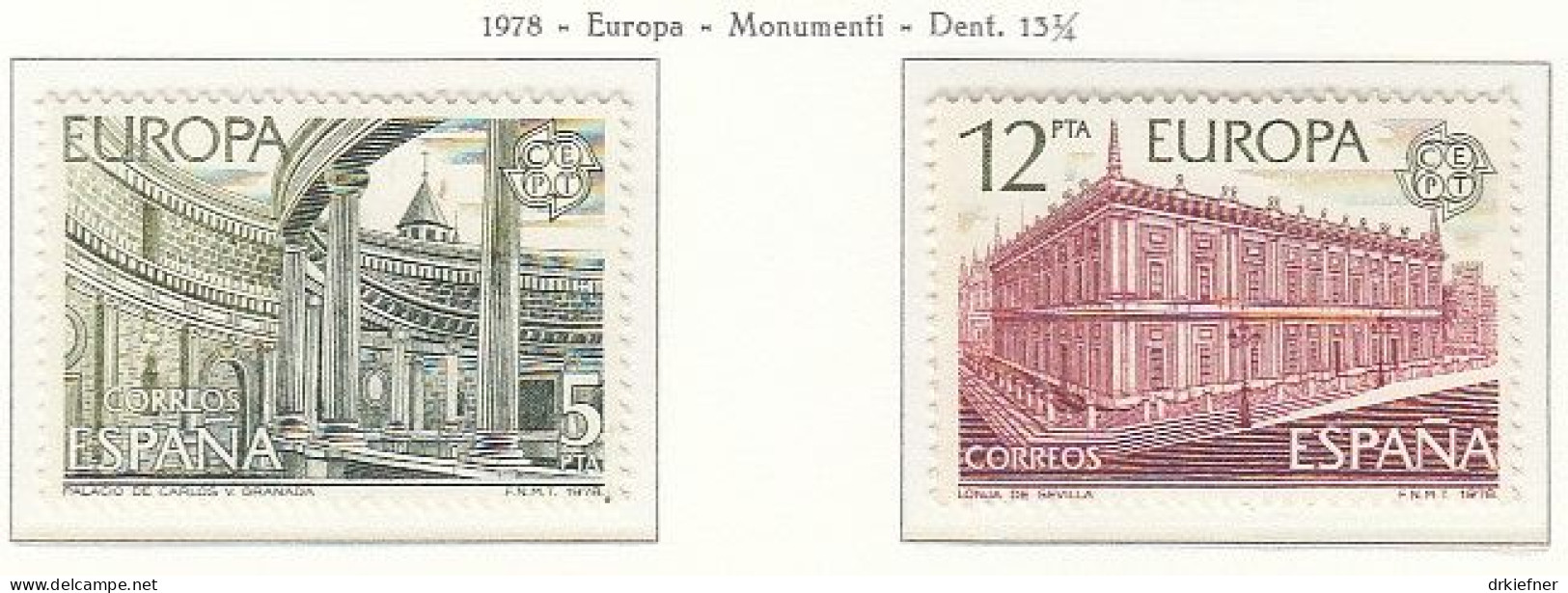 SPANIEN  2366-2367, Postfrisch **, Europa CEPT: Baudenkmäler, 1978 - Neufs