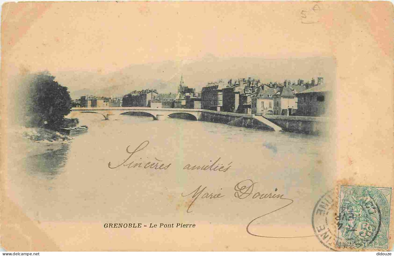 38 - Grenoble - Le Pont Pierre - Précurseur - CPA - Oblitération Ronde De 1904 - Voir Scans Recto-Verso - Grenoble