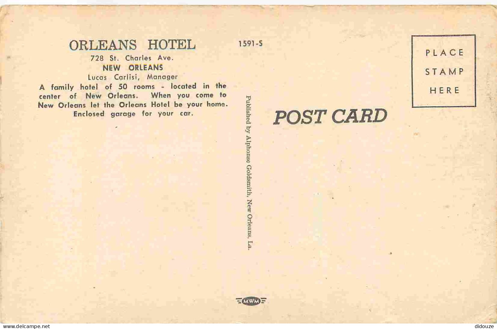 Etats Unis - New Orleans - Orleans Hotel - Louisiana - CPA - Voir Scans Recto-Verso - New Orleans