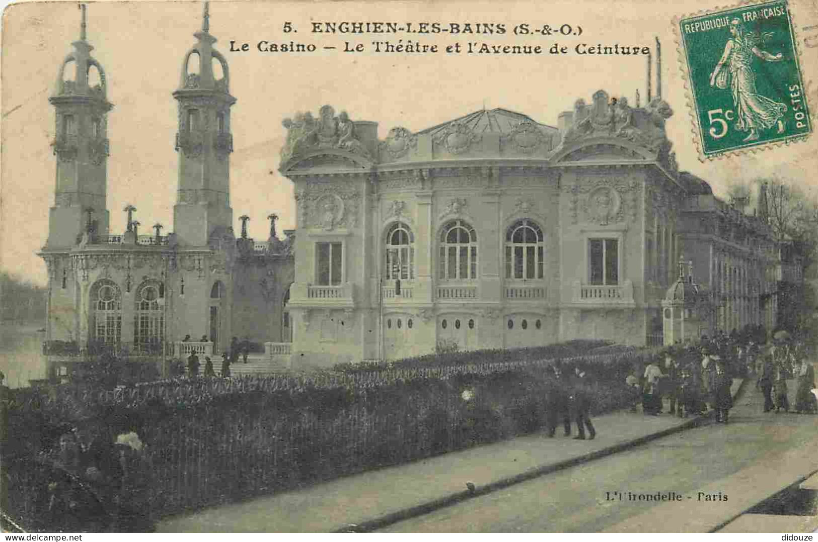 95 - Enghien Les Bains - Le Casino — Le Théâtre Et L'Avenue De Ceinture - Animée - CPA - Etat Pli Visible - Voir Scans R - Enghien Les Bains