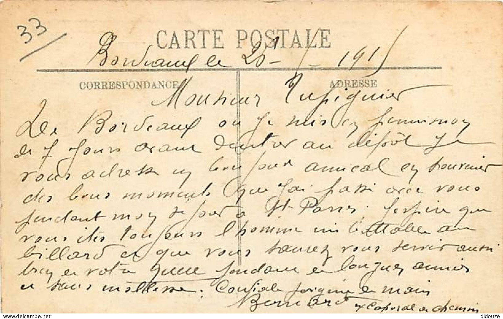 33 - Bordeaux - La Place Et La Statue De Tourny Et Le Cours Du Jardin Public - Animée - Correspondance - Voyagée En 1915 - Bordeaux