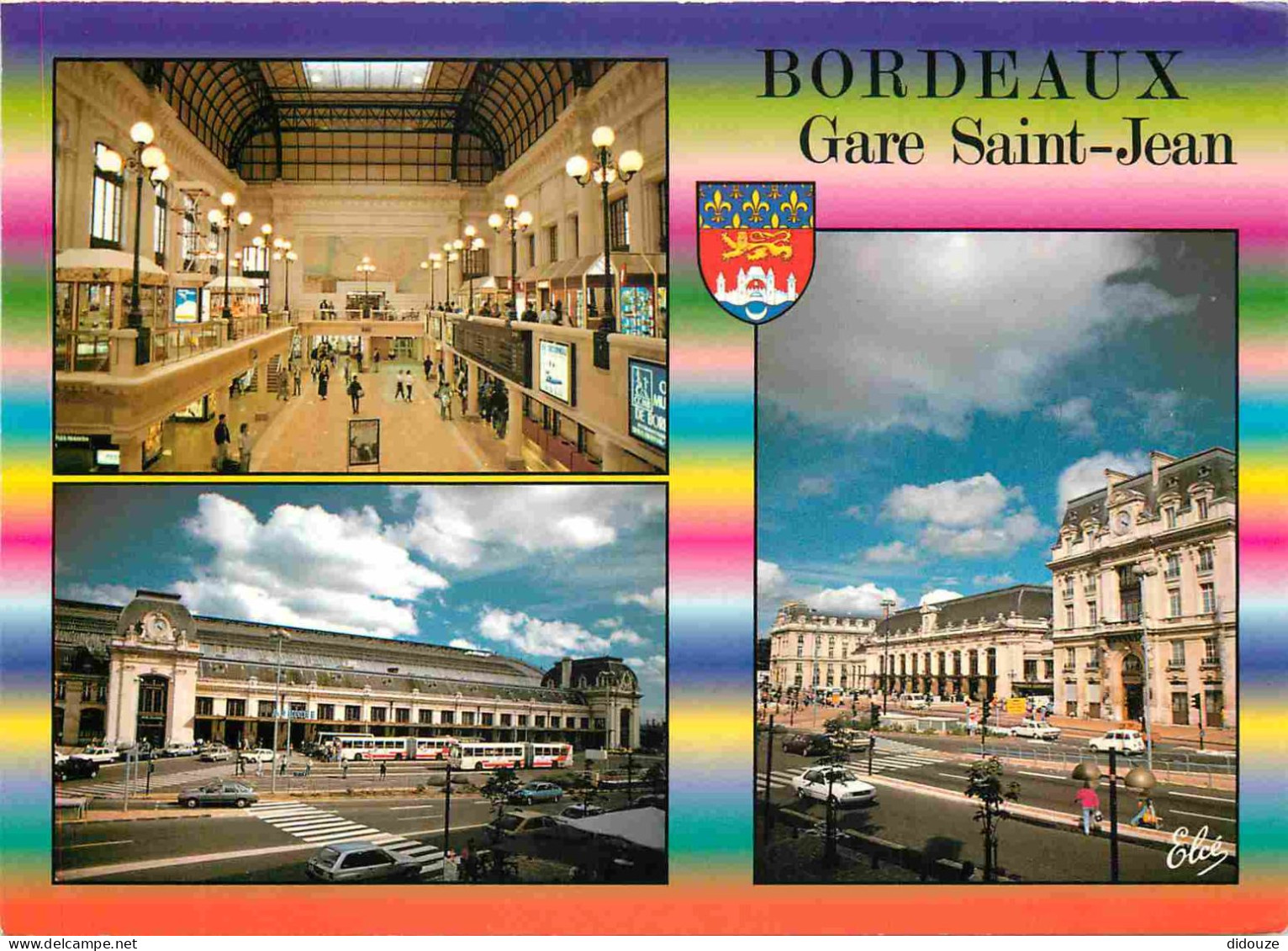 Trains - Gares Sans Trains - Bordeaux - La Gare Saint Jean - Multivues - Blasons - CPM - Voir Scans Recto-Verso - Stations Without Trains