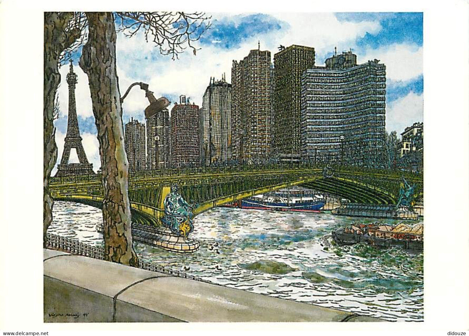 Art - Peinture - Kojiro Akagi - Le Pont Mirabeau Et Le Front De Seine - Collection Le Paris D'Akagi - CPM - Carte Neuve  - Peintures & Tableaux