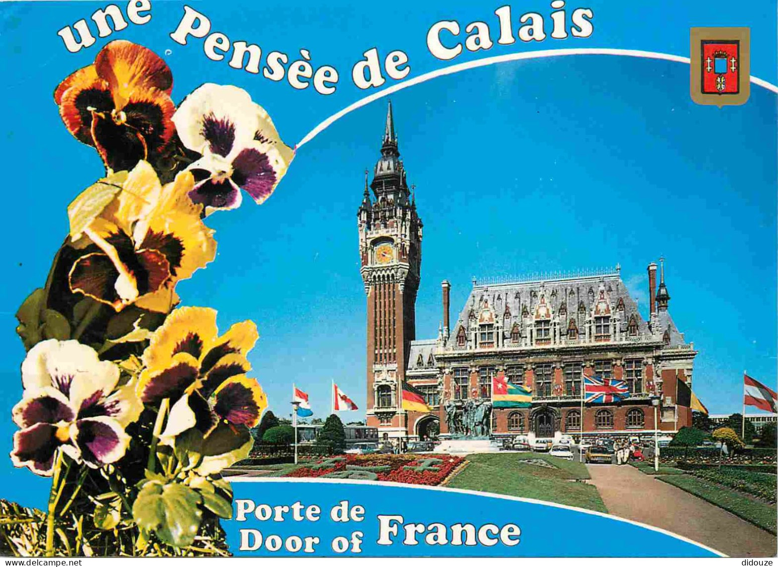 62 - Calais - Hotel De Ville - Fleurs - Pensées - CPM - Carte Neuve - Voir Scans Recto-Verso - Calais