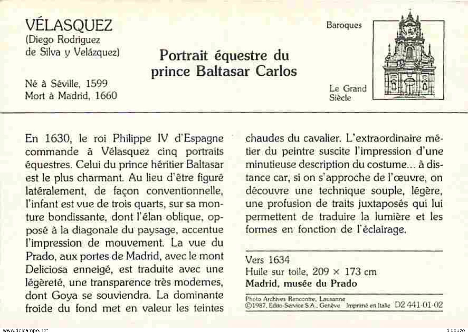 Art - Peinture - Diego Rodriguez De Silva Y Velazquez - Portrait équestre Du Prince Baltasar Carlos - Description De L'o - Peintures & Tableaux