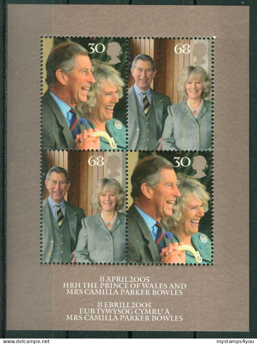 Bm Great Britain 2005 MiNr 2298-2299 Block 24 Sheet MNH |Royal Wedding. Prince Charles,Camilla Parker Bowles #kar-1010-3 - Hojas Bloque