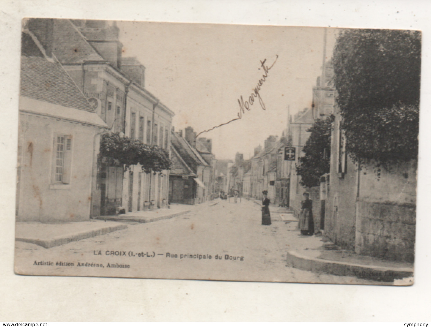 37. CPA - LA CROIX - Rue Principale Du Bourg - Hotel De La Croix Blanche - Moto Naphta - 1917 - - Autres & Non Classés