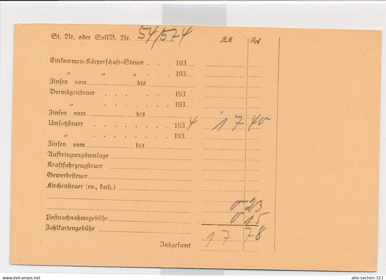 1935 Zahlkarte Nachnahme Deutsches Reich Minden Petershagen - Oblitérés