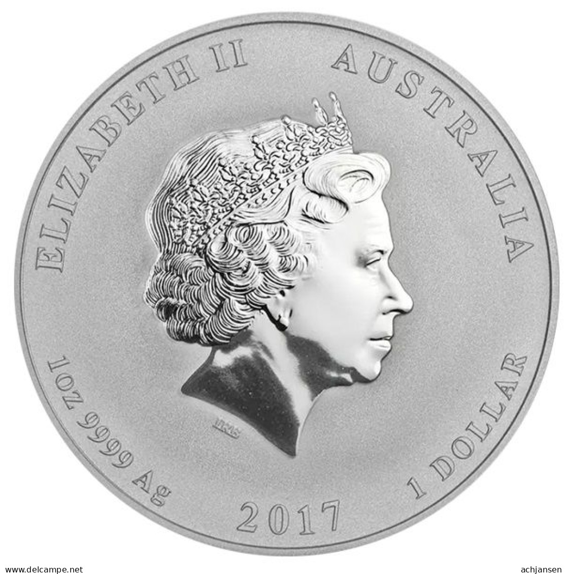 Australia, Lunar II Rooster 2017 - 1 Oz. Pure Silver - Dollar