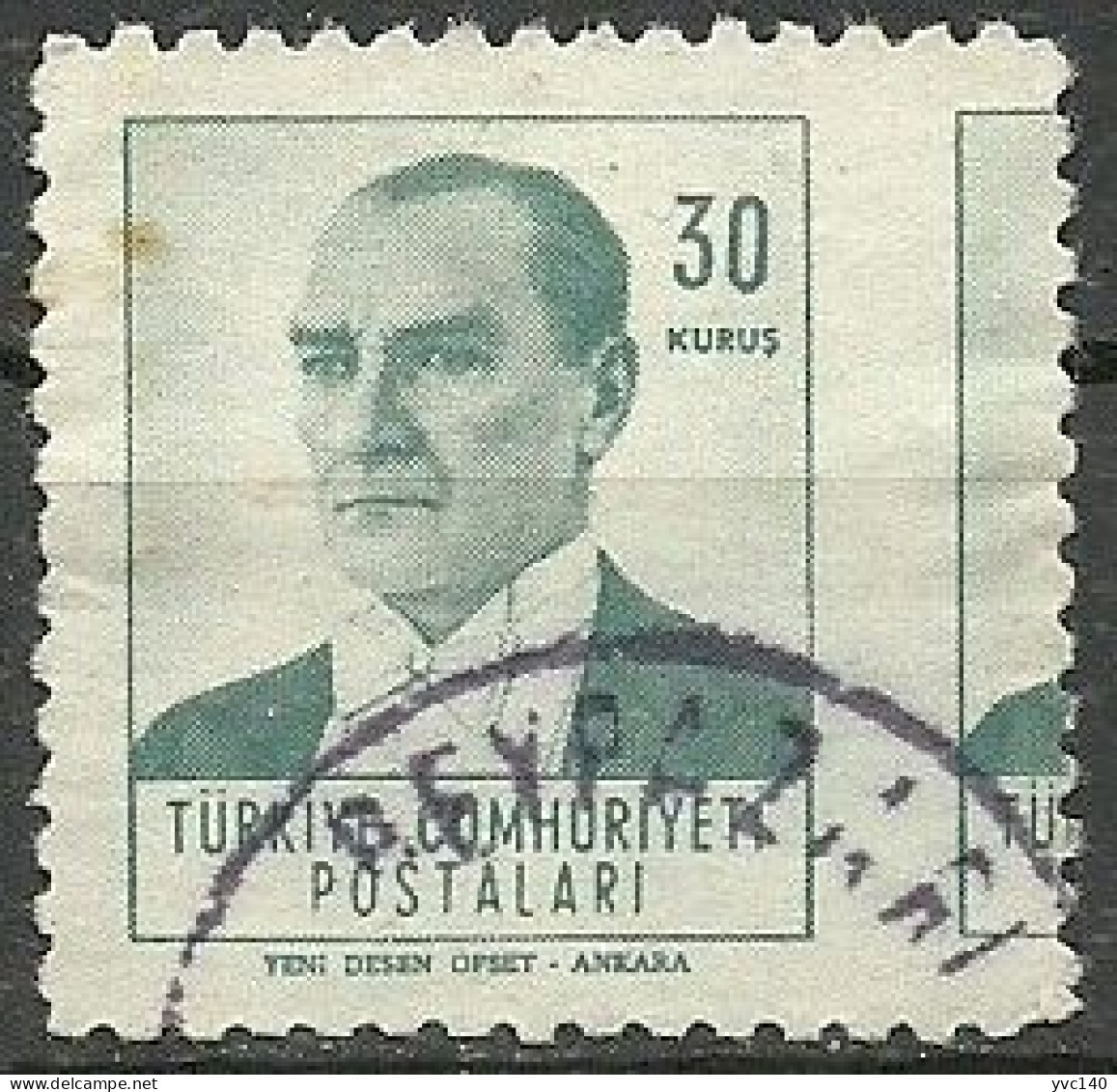 Turkey; 1961 Regular Stamp 30 K. ERROR "Shifted Perf." - Used Stamps