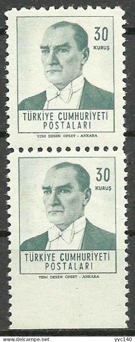 Turkey; 1961 Regular Stamp 30 K. ERROR "Imperforate Edge" - Ungebraucht