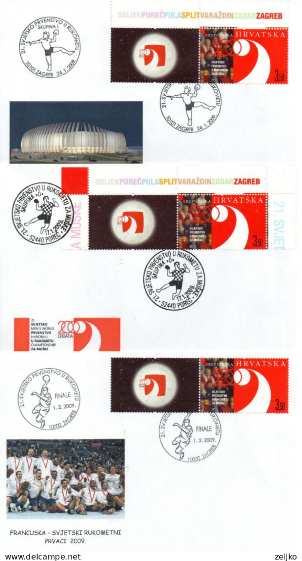 Croatia, Handball, World Championship 2009, All Cancels Used In Croatia, Some Stamps With Vignette - Hand-Ball