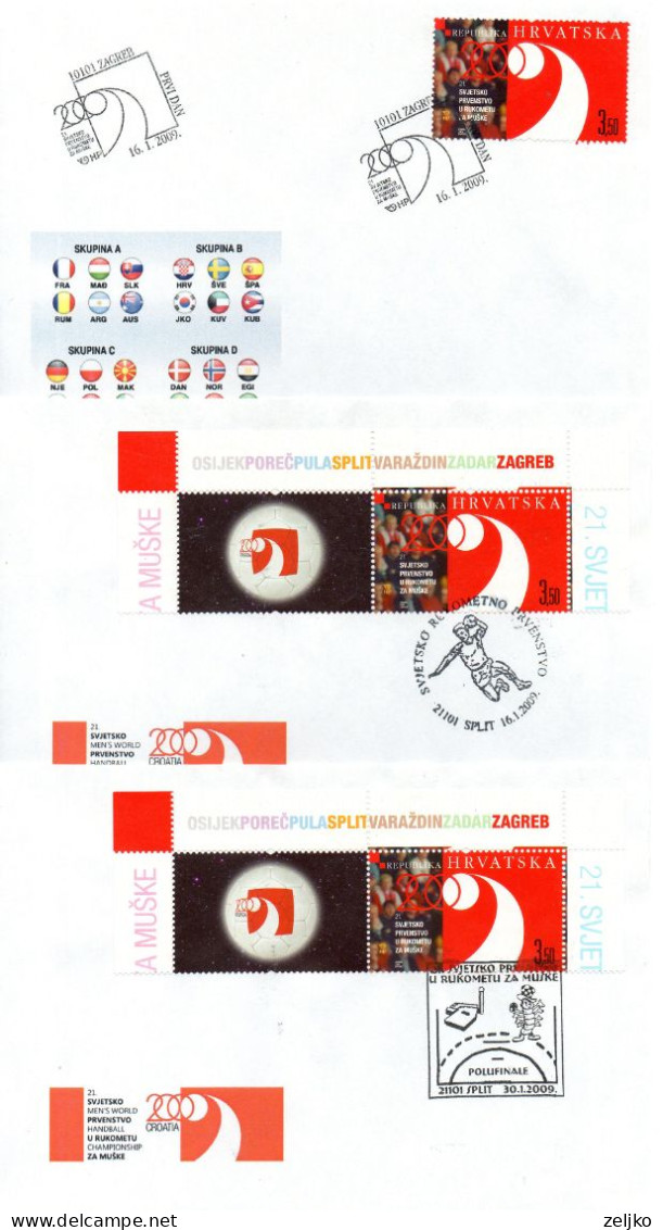 Croatia, Handball, World Championship 2009, All Cancels Used In Croatia, Some Stamps With Vignette - Handball