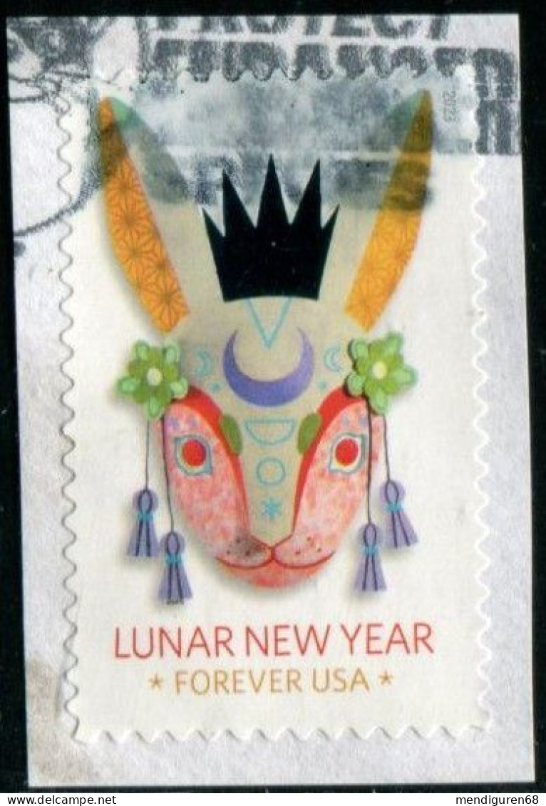 VEREINIGTE STAATEN ETATS UNIS USA 2023 YEAR OF THE RABBIT SA F USED ON PAPER SN 5744 - Used Stamps