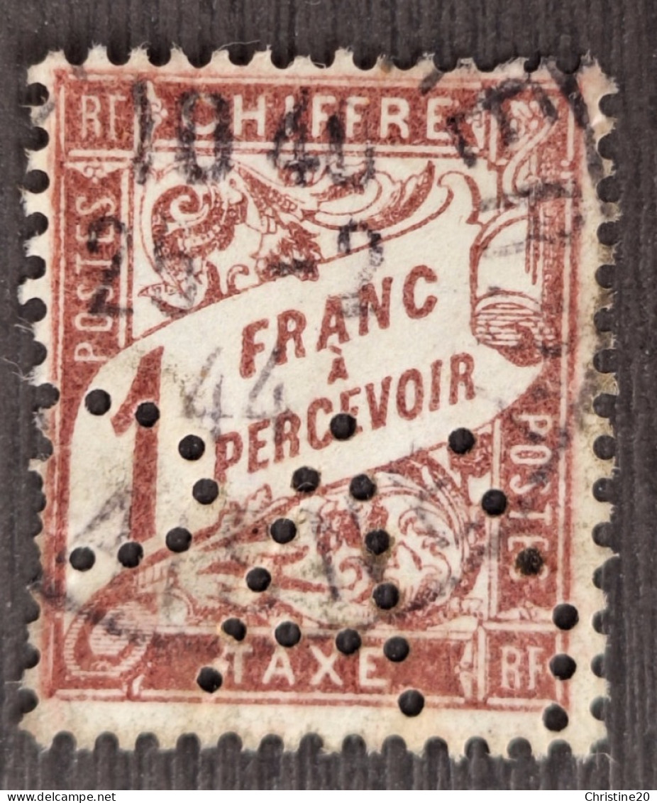 France 1893/1935 Taxe N°40A Ob Perforé PAY  TB - Oblitérés