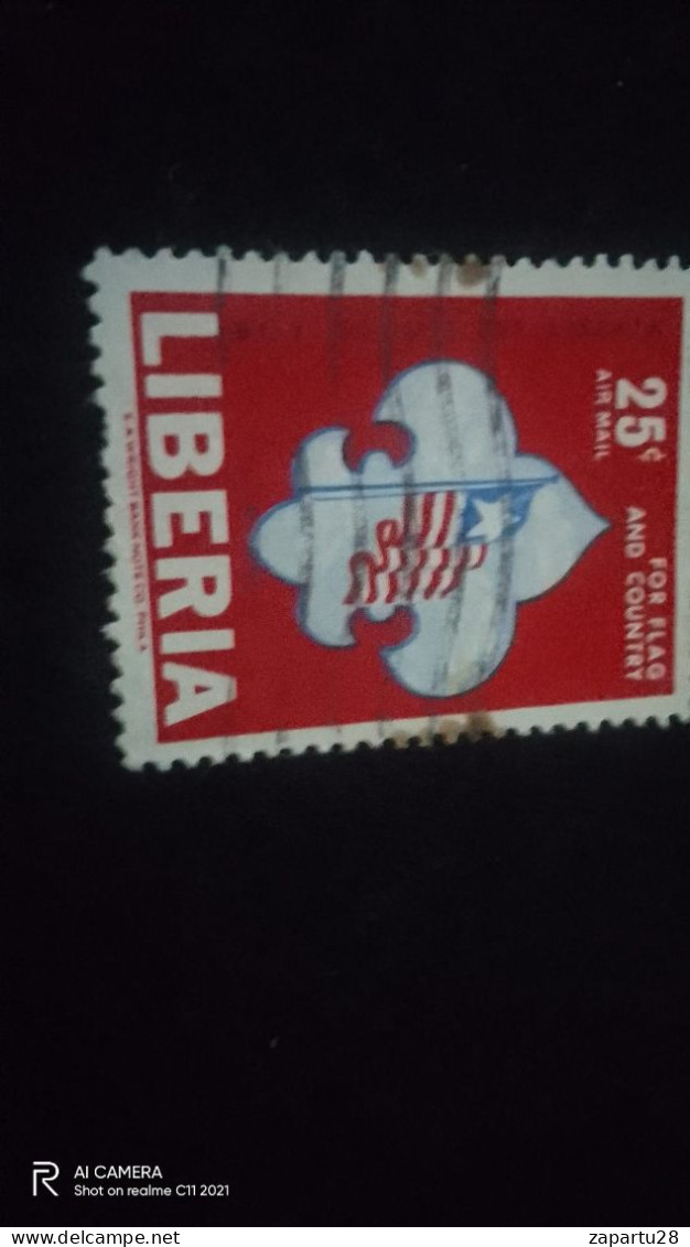 LİBERİA-1984         25   CENT        AIR MAİL      USED - Liberia