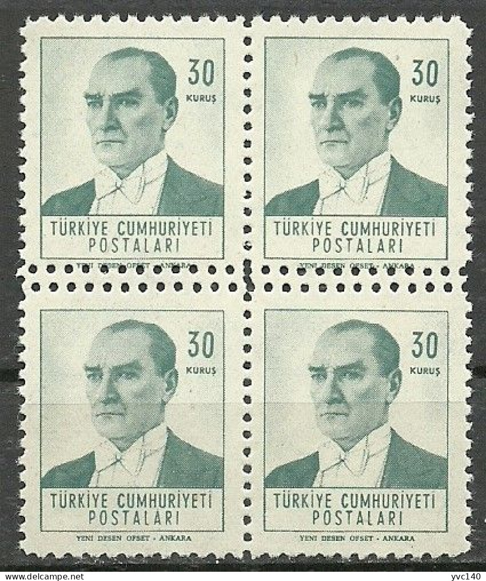 Turkey; 1961 Regular Stamp 30 K. ERROR "Double Perf." - Unused Stamps