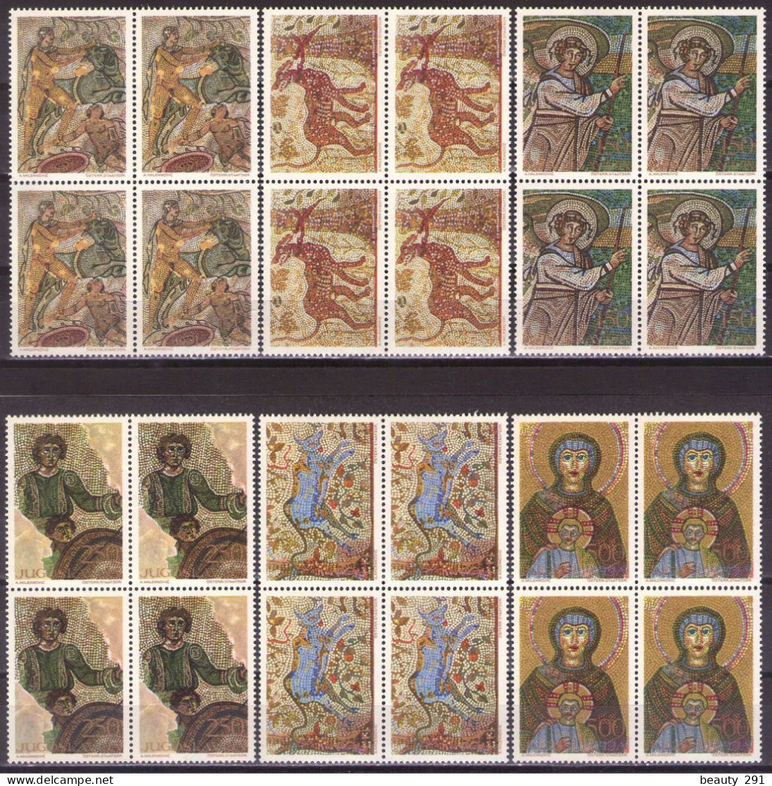 Yugoslavia 1970 - Art, Mosaics - Mi 1369-1374 - MNH**VF - Unused Stamps