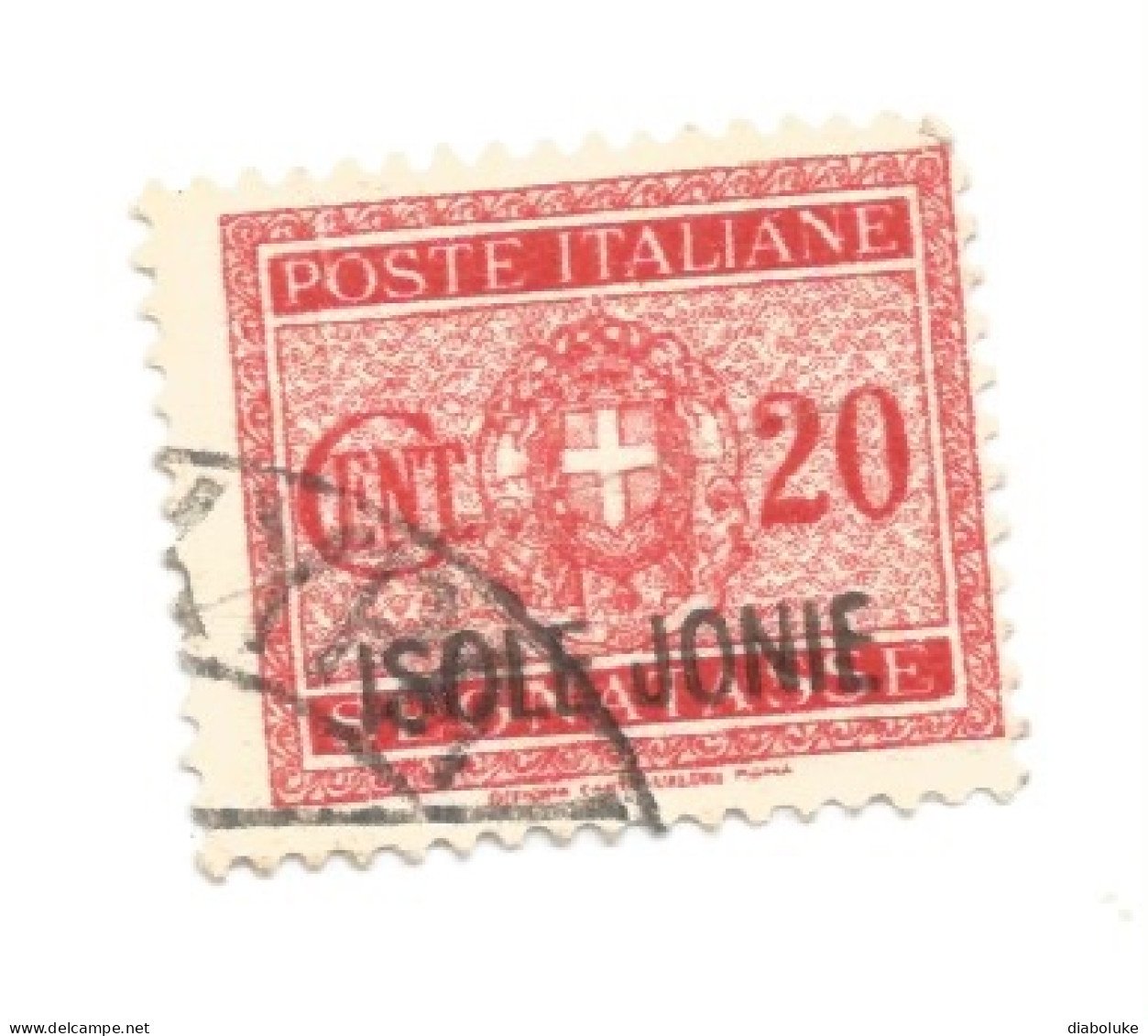 (COLONIE E POSSEDIMENTI) 1941, ISOLE JONIE, SEGNATASSE SOPRASTAMPATI, 20c - Francobollo Usato (CAT. SASSONE N.2) - Ionian Islands