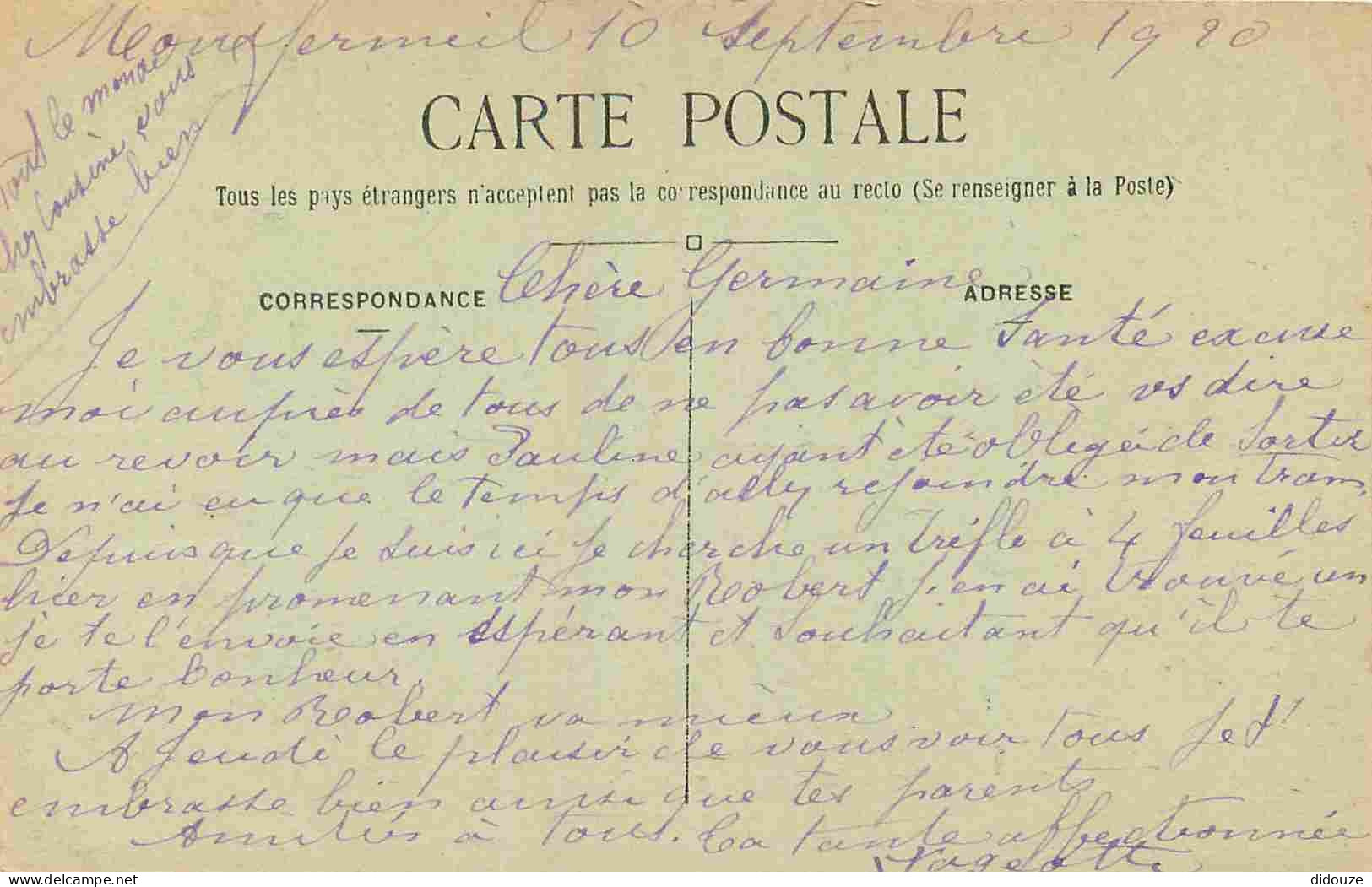 93 - Montfermeil - Fontaine Jean Valjean - Animée - Correspondance - CPA - Voyagée En 1920 - Voir Scans Recto-Verso - Montfermeil