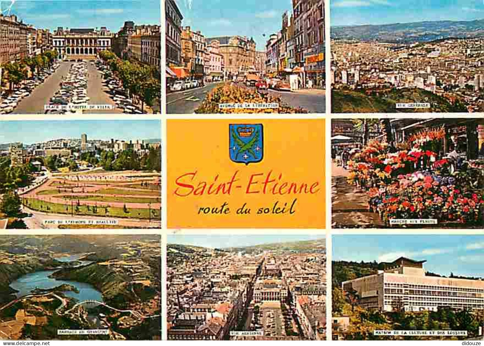 42 - Saint-Etienne - Multivues - Automobiles - Blasons - Flamme Postale - CPM - Voir Scans Recto-Verso - Saint Etienne