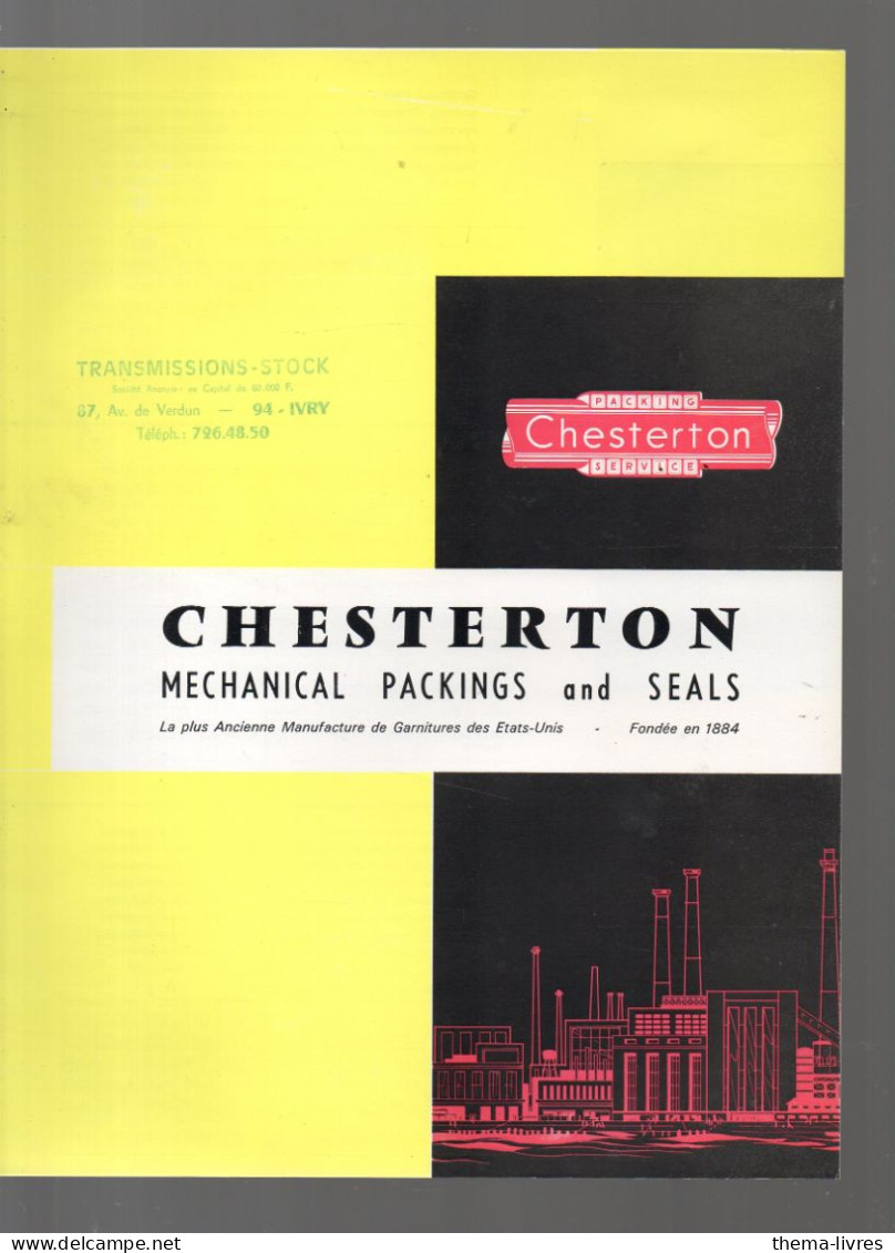 Catalogue Mécanique: CHESTERTON Mechanical Packings And Seals (texte Ennfrançais) (CAT7220) - Advertising