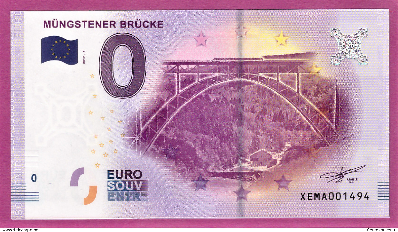 0-Euro XEMA 2017-1 MÜNGSTENER BRÜCKE S-2a Grün - Private Proofs / Unofficial