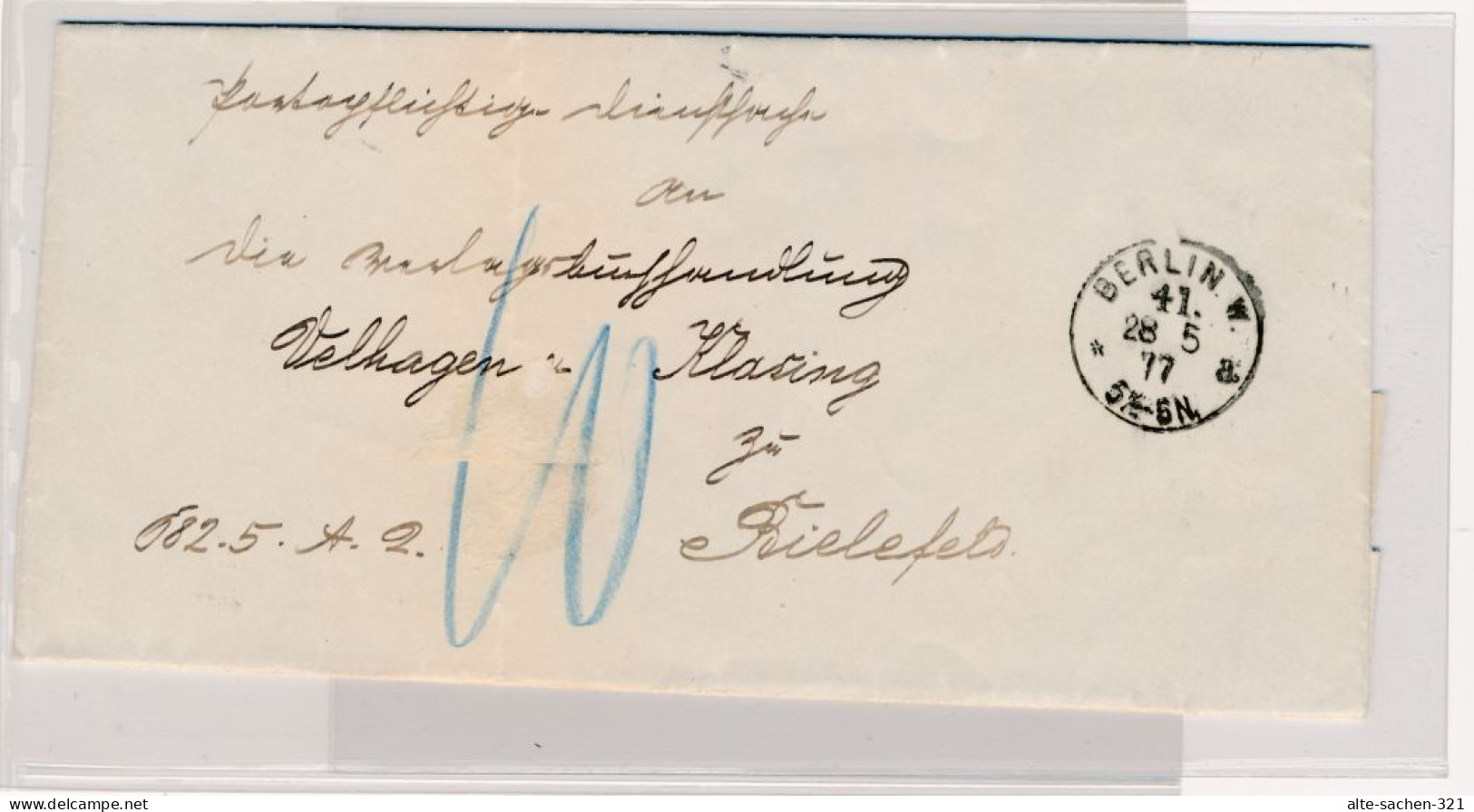 1877 Briefkuvert Mit Siegel Königl. Preuss. Kriegs-Ministerium Berlin > Bielefeld - Lettres & Documents