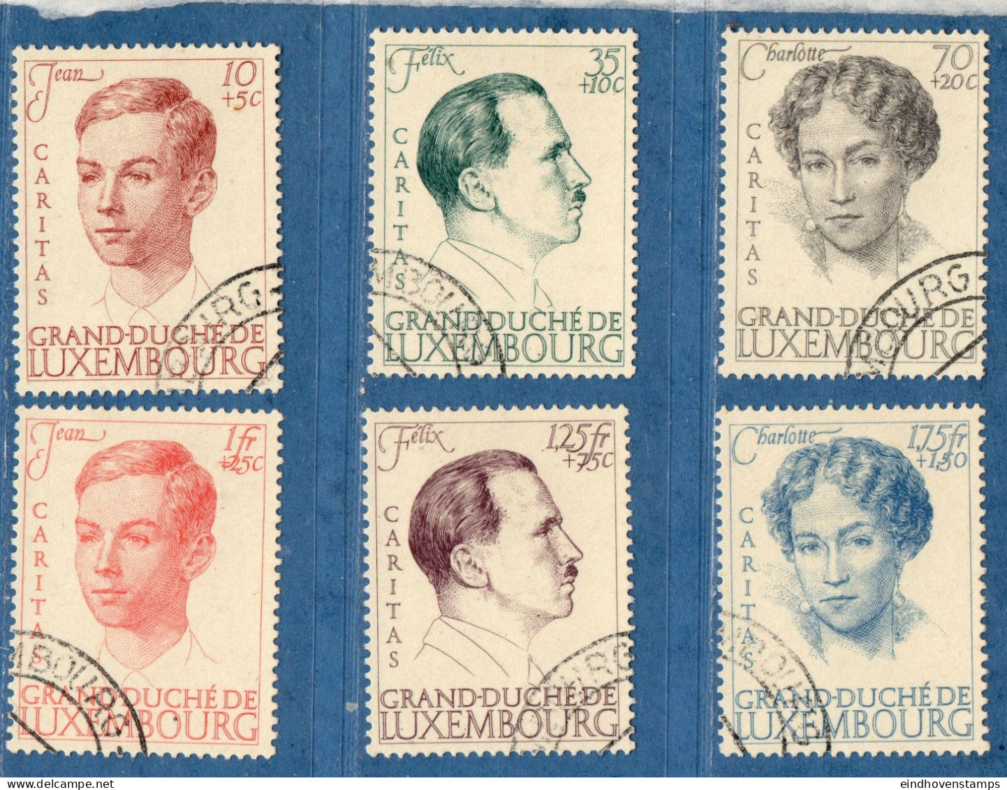 Luxemburg 1940 Grand Dutches & Dukes 6 Values Cancelled Jean, Charlotte & Felix De Bourbon-Parma - Oblitérés