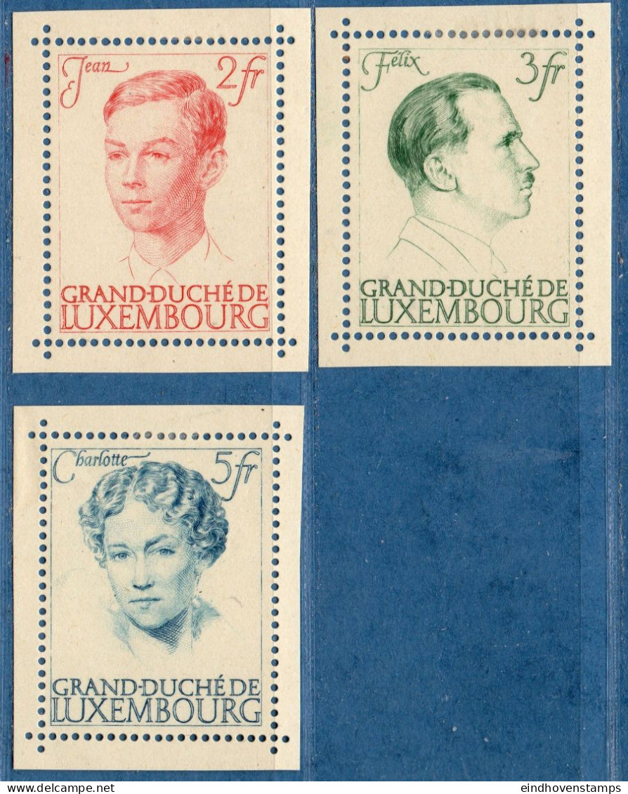 Luxemburg 1940 Grand Dutches & Dukes 3 Values From Block Issue MH Jean, Charlotte & Felix De Bourbon-Parma - Oblitérés