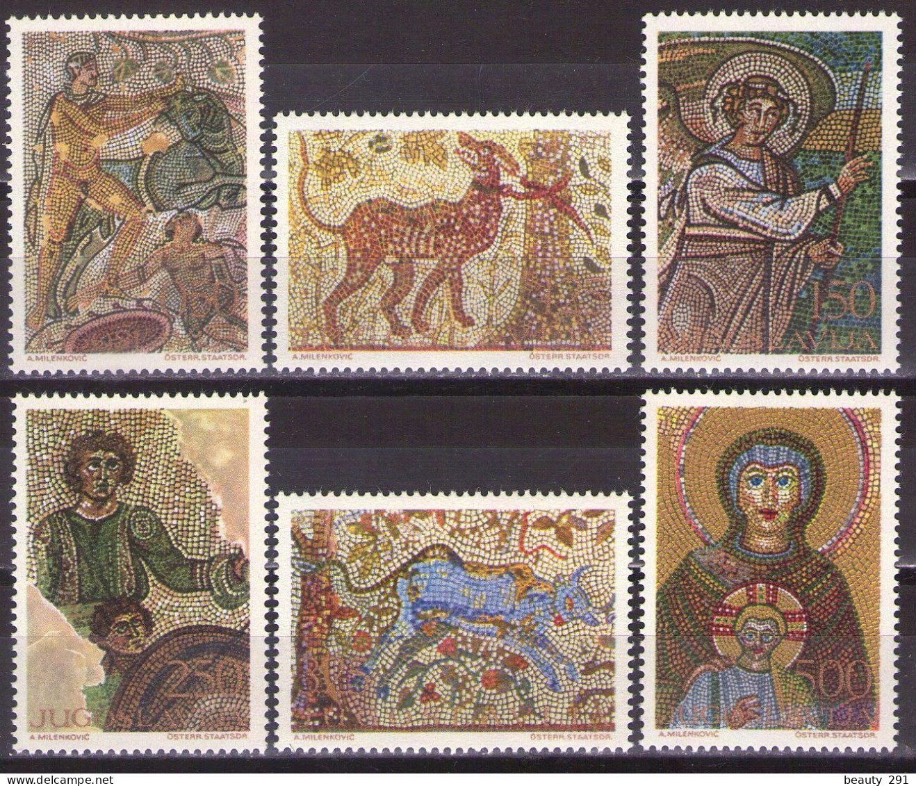 Yugoslavia 1970 - Art, Mosaics - Mi 1369-1374 - MNH**VF - Unused Stamps