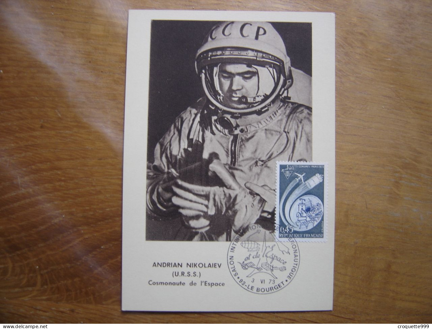 ANDRIAN NIKOLAIEV Carte Maximum Cosmonaute ESPACE Salon De L'aéronautique Bourget - Verzamelingen
