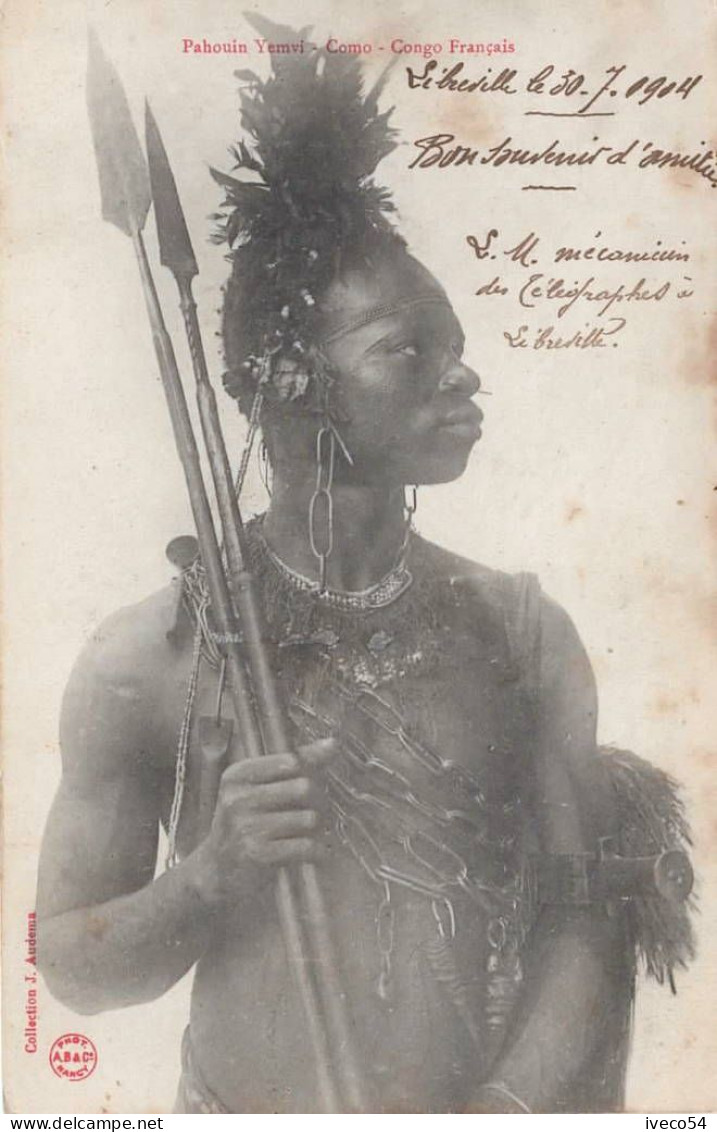 1904  Congo Français Et Dépendances    "  Guerrier Pahouin  Yemvi - Como   "   ( Pour Neufchâteau ) - Congo Francés