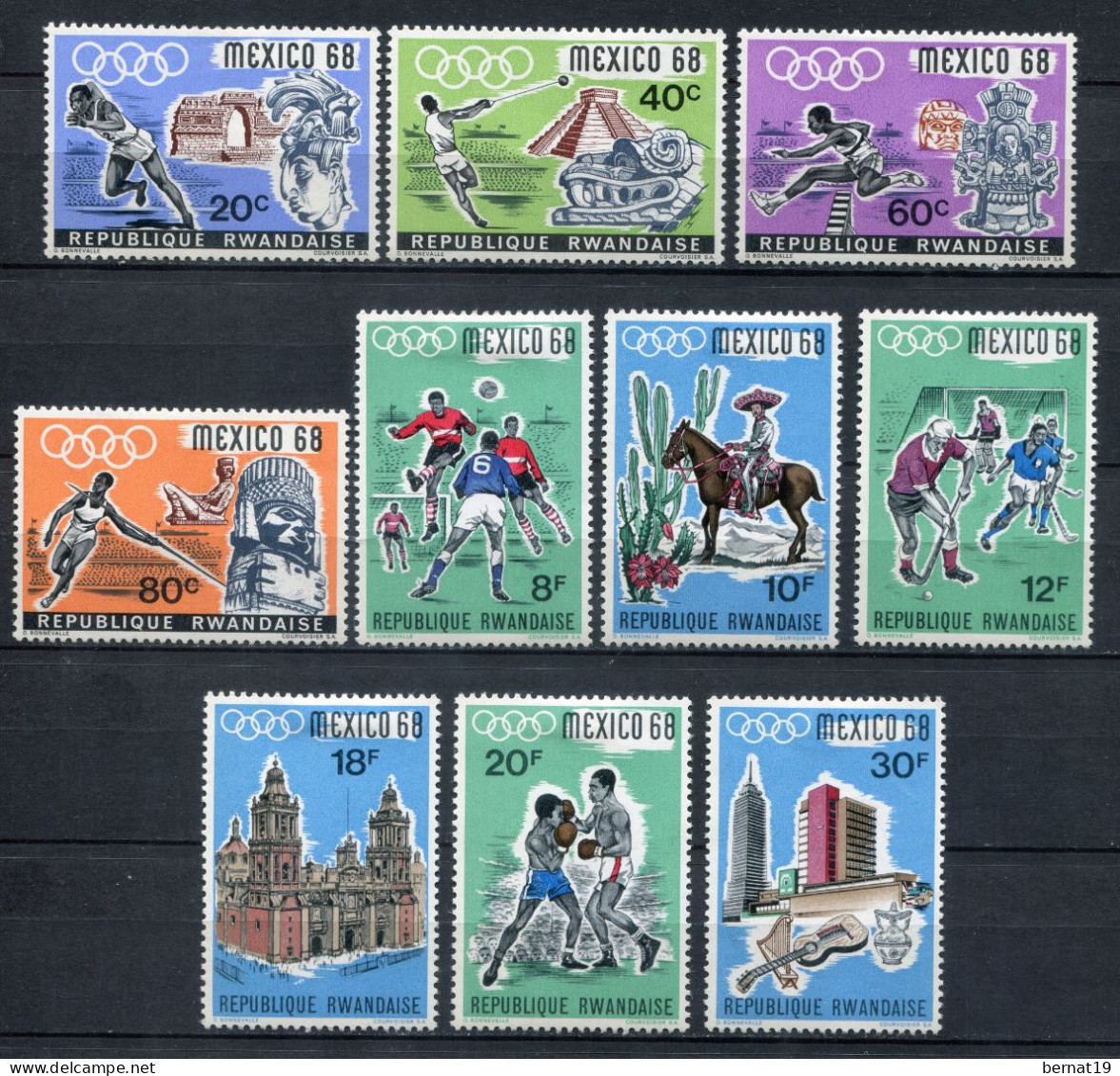 Rwanda 1968. Yvert 243-52 ** MNH. - Unused Stamps