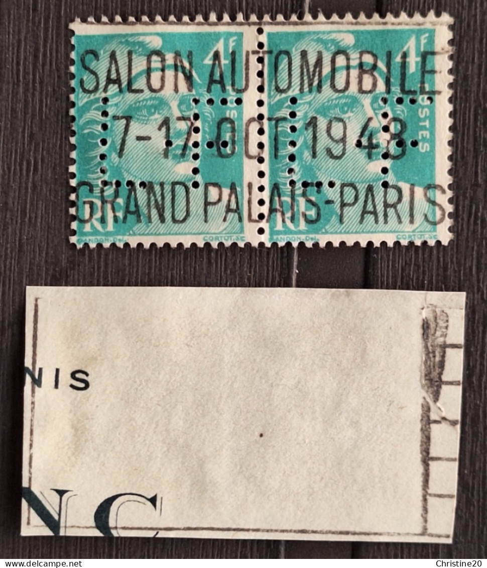 France 1948  N°807 Ob Perforé LF TB - Used Stamps