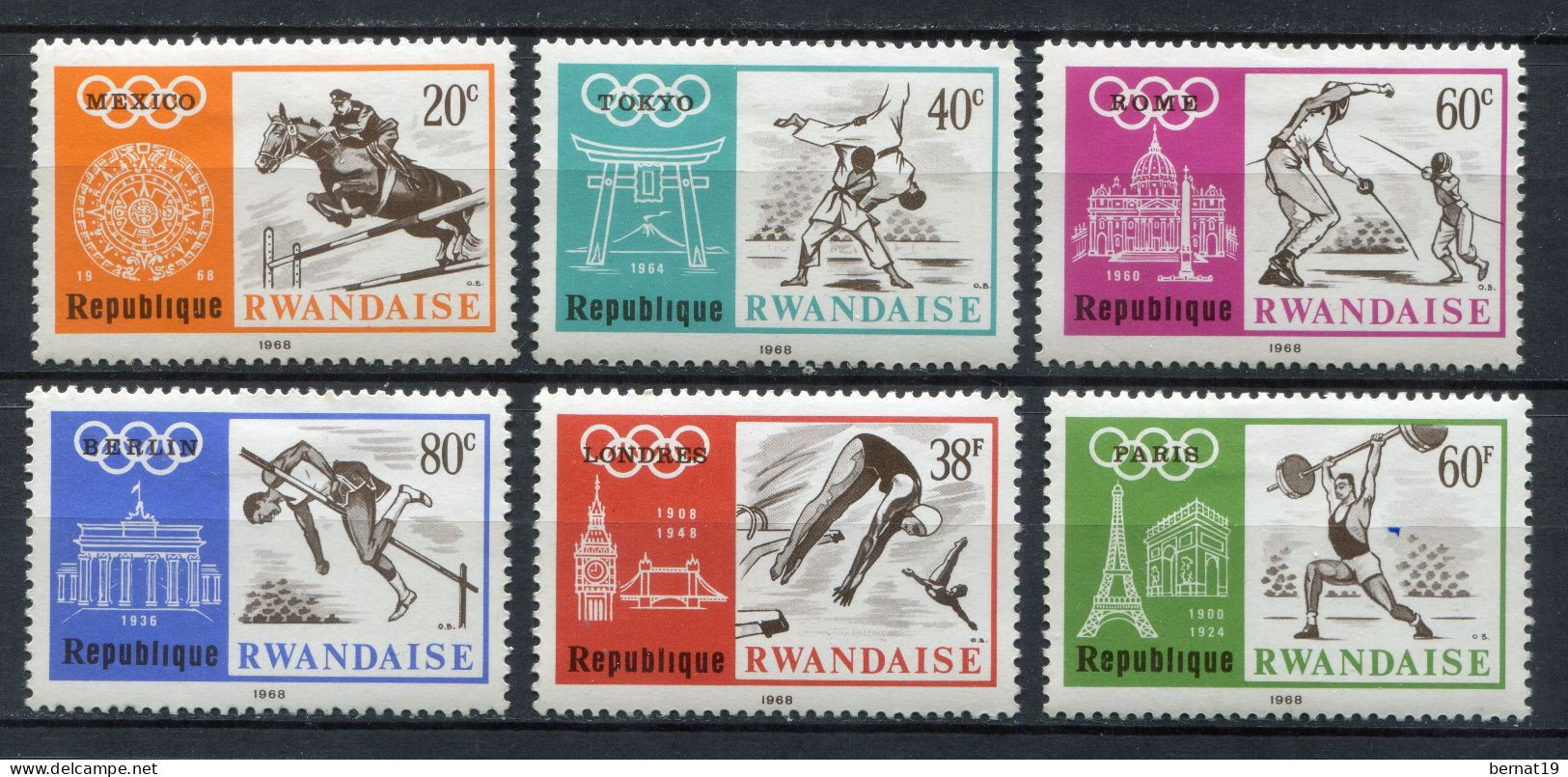 Rwanda 1968. Yvert 263-68 ** MNH. - Unused Stamps