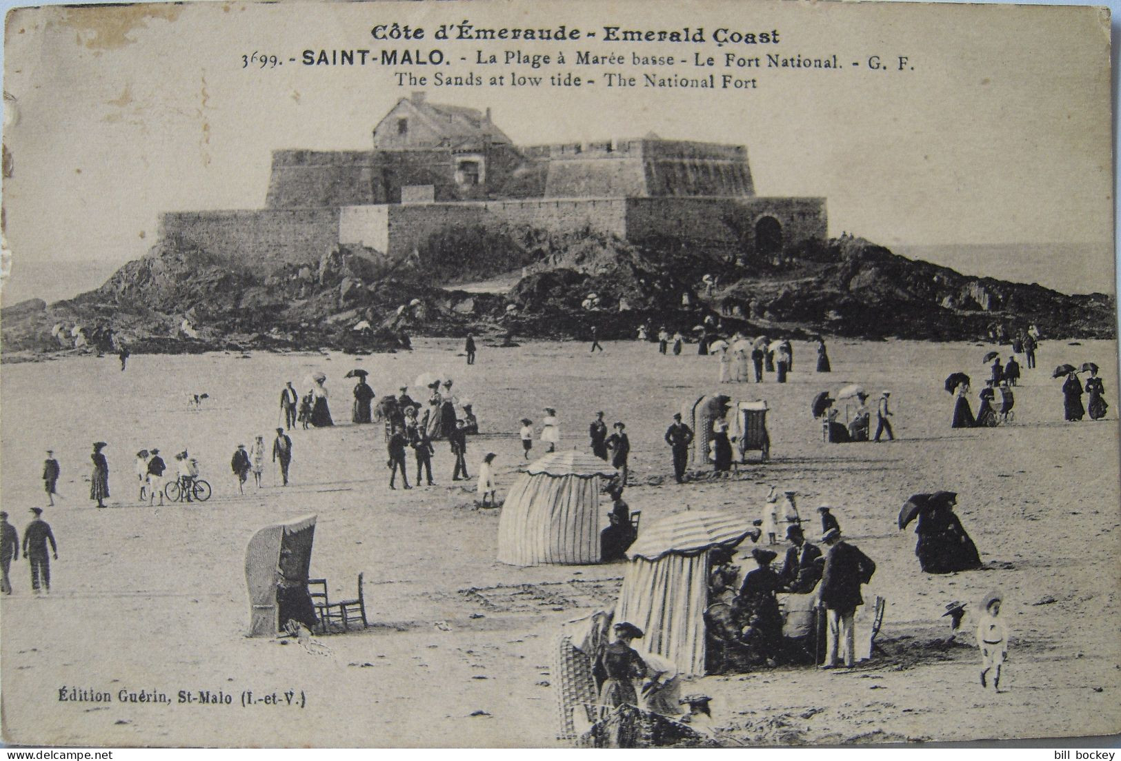 CPA 1910/1920 - SAINT MALO - Plage à Marée Basse - Le Fort National - TBE - Saint Malo