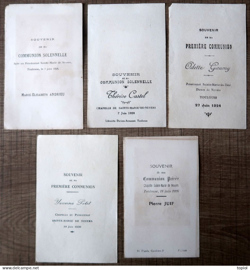 5 Images Pieuses (1ère Communion, Communion Solennelle, Communion Privée 1924 à 1930) - Images Religieuses