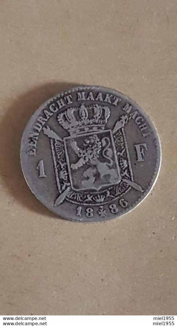 BELGIQUE Léopold II Pièce De 1 Franc En Argent 1886 VL : Légende Flamande - Poids Hors Emballage : 5 Grammes (2 Photos) - 1 Franc