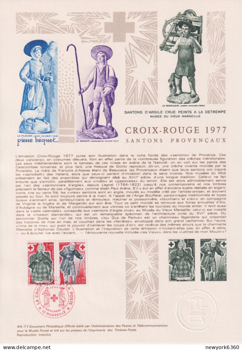 1977 FRANCE Document De La Poste Santons Provençaux N° 1959 1960 - Documents Of Postal Services