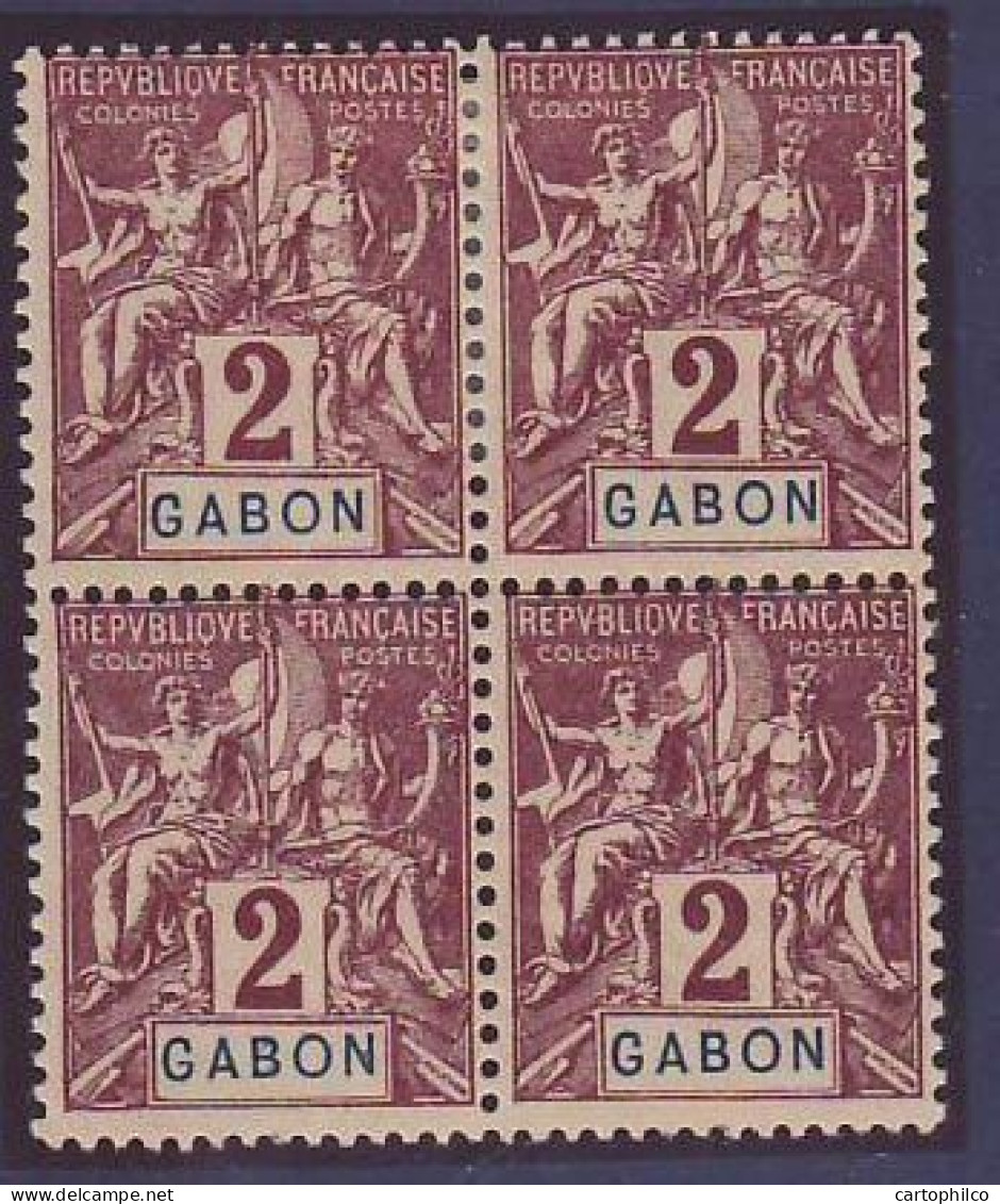 Gabon 2c Groupe N°17 Bloc De 4 **/* Superbe - Unused Stamps