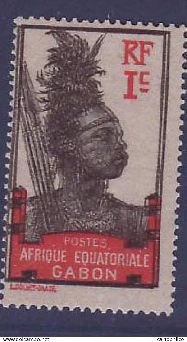 Gabon N£°49b Guerrier 1c Variete Centre Doubl� ** - Unused Stamps