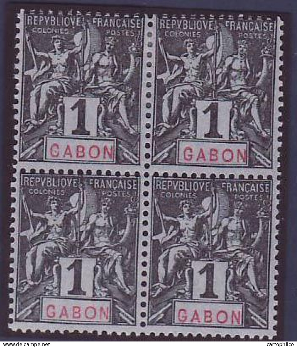 Gabon 1c Groupe N£°16 Bloc De 4 **/* Superbe - Unused Stamps