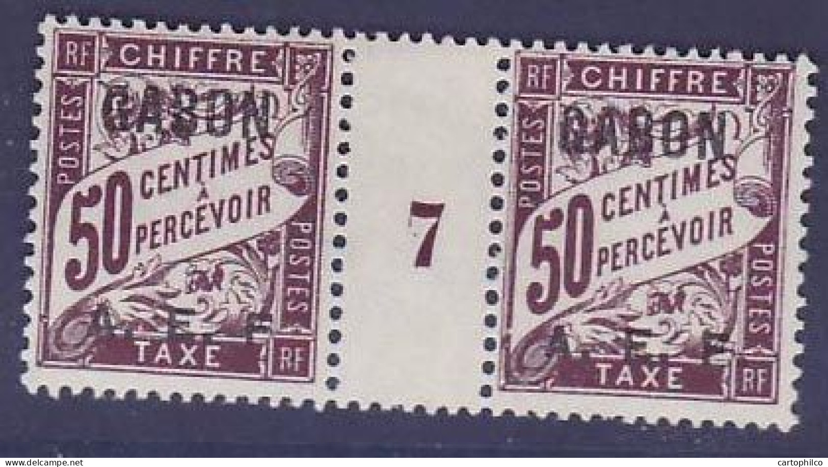 Gabon 50c Millesime 7 Variete Sans Point Apres F ** Superbe - Unused Stamps