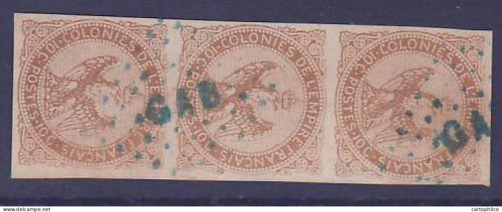 Colonies Generales Aigle 10c Bande De 3 Oblitere GAB Gabon Sup - Used Stamps