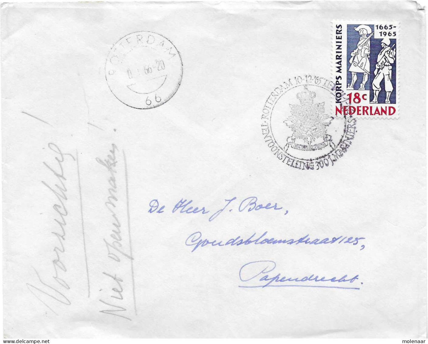 Postzegels > Europa > Nederland > Periode 1949-1980  > 1960-69 > Brief Uit 1965 100 Jaar Korps Mariniers (17716) - Covers & Documents