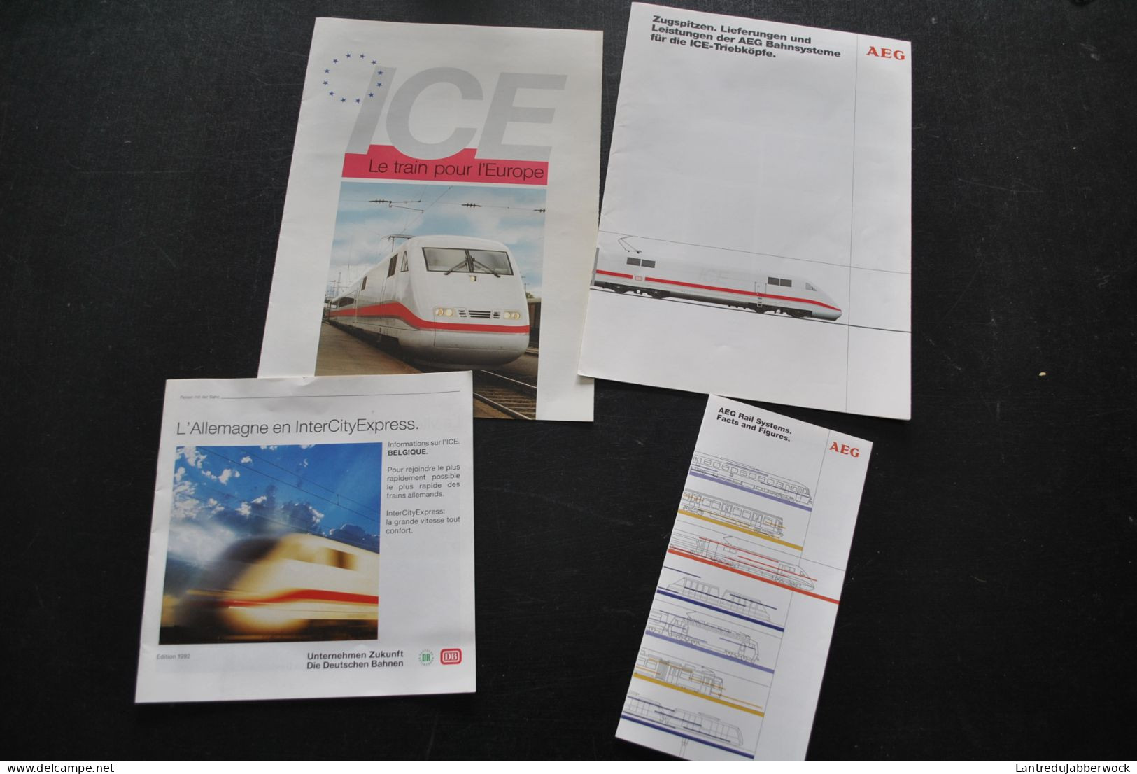 Ensemble De 4 Publicités ICE Le Train Pour L'Europe TGV Allemand AEG Triebkopfe Rail Systems Intercity Express DB - Chemin De Fer & Tramway