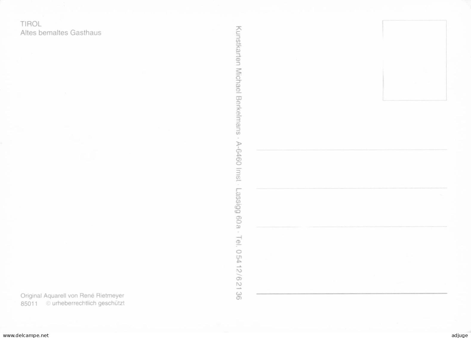 CPM- Tyrol - TIROL_ Altes Bemaltes Gasthaus- Aquarell Von R. Rietmeyer *TBE*  Cf. Scans * - Autres & Non Classés